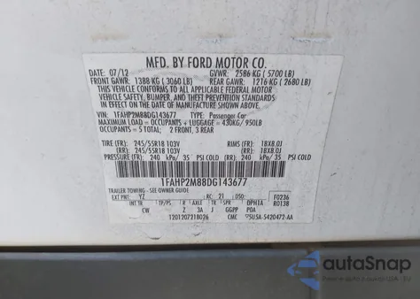 2013 Ford Police Interceptor из США, поврежденный, VIN 1FAHP2M88DG143677